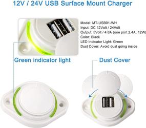 img 3 attached to 🔌 Maichis 12V RV USB Charger with Fast Dual USB Outlet, Wall Mount USB Charging Station – Green Indicator Light and Cap, Ideal for RV, Camper, Motorhome, Boat, and More