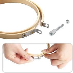img 2 attached to 🧵 Bulk Set of 14 Adjustable 4 Inch Bamboo Embroidery Hoops - Round Wooden Cross Stitch Hoop Rings for Crafts, Sewing & Christmas Decorations