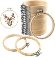 🧵 bulk set of 14 adjustable 4 inch bamboo embroidery hoops - round wooden cross stitch hoop rings for crafts, sewing & christmas decorations logo