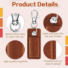 img 2 attached to 🖊️ Brown Leather Pen Holder | Portable Badge Pencil Holder | Pen Pouch Organizer | Pen Protector for Neck Lanyard or Badge Holder