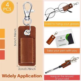 img 3 attached to 🖊️ Brown Leather Pen Holder | Portable Badge Pencil Holder | Pen Pouch Organizer | Pen Protector for Neck Lanyard or Badge Holder