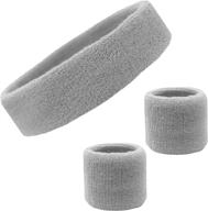 🏀 kenz laurenz sweatband set: cotton sports headband with terry cloth wristband – moisture wicking sweat absorbing head and wrist bands for athletic exercise, basketball, and sports логотип