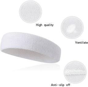 img 2 attached to 🏀 Kenz Laurenz Sweatband Set: Cotton Sports Headband with Terry Cloth Wristband – Moisture Wicking Sweat Absorbing Head and Wrist Bands for Athletic Exercise, Basketball, and Sports