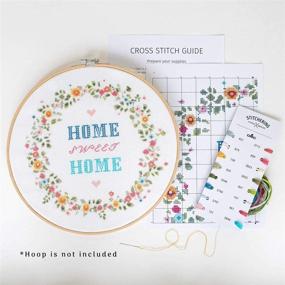 img 3 attached to 🏠 Home Sweet Home Cross Stitch Kit - 14 Count White Aida, 10"x10", 16 Colors, Hand Embroidery Set - DIY Handmade Home Decor