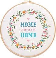 🏠 home sweet home cross stitch kit - 14 count white aida, 10"x10", 16 colors, hand embroidery set - diy handmade home decor logo