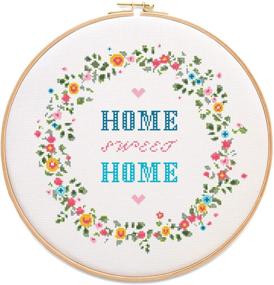 img 4 attached to 🏠 Home Sweet Home Cross Stitch Kit - 14 Count White Aida, 10"x10", 16 Colors, Hand Embroidery Set - DIY Handmade Home Decor