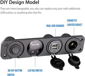 img 2 attached to 4-in-1 Marine Switch Panel with 12V Dual USB Charger Socket, LED Voltmeter, Cigarette Lighter Socket, and LED Lighted ON/Off Rocker Toggle Switch for Truck Car Marine Boat RV