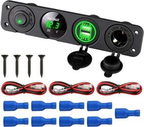 img 4 attached to 4-in-1 Marine Switch Panel with 12V Dual USB Charger Socket, LED Voltmeter, Cigarette Lighter Socket, and LED Lighted ON/Off Rocker Toggle Switch for Truck Car Marine Boat RV