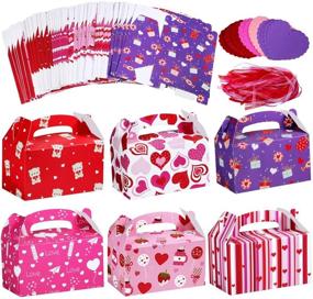 img 3 attached to 🎁 48-Piece Winlyn Valentine's Day Cookie Boxes Set - Heart Prints Treat Boxes, Goodie Bag Party Favor Containers with Heart Tags - Bulk Candy Boxes for Kids, Girls, School Classroom Supplies on Mother's Day