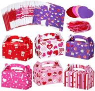 🎁 48-piece winlyn valentine's day cookie boxes set - heart prints treat boxes, goodie bag party favor containers with heart tags - bulk candy boxes for kids, girls, school classroom supplies on mother's day logo