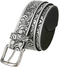 img 4 attached to Tooled Embossed Brown Leather Western Men's Accessories and Belts