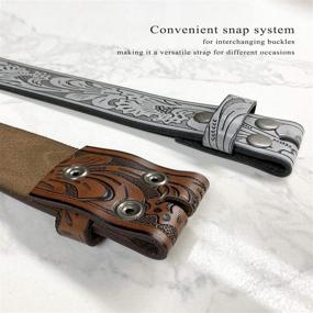 img 2 attached to Tooled Embossed Brown Leather Western Men's Accessories and Belts