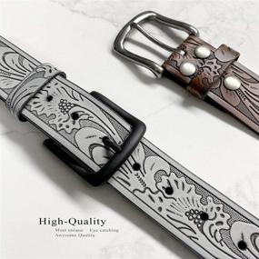 img 1 attached to Tooled Embossed Brown Leather Western Men's Accessories and Belts