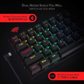 img 2 attached to 🔴 Redragon K530 Draconic 60% Compact RGB Wireless Mechanical Keyboard – TKL Design, 61 Keys, Bluetooth 5.0, Blue Switches, 16.8M RGB Lighting – PC, Laptop, Cell Phone Compatible