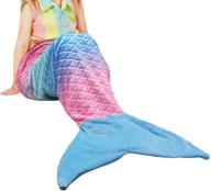 🧜 catalonia kids mermaid tail blanket - super soft flannel sleeping snuggle blanket for teen girls - rainbow ombre with fish scale pattern - perfect gift idea logo