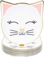 🐱 48-pack gold foil die-cut cat paper plates for birthday party supplies - 9.5 x 9.9 inches logo