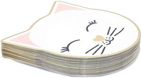 img 1 attached to 🐱 48-Pack Gold Foil Die-Cut Cat Paper Plates for Birthday Party Supplies - 9.5 x 9.9 Inches