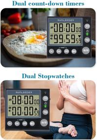 img 2 attached to 🍳 Runleader Dual Kitchen Timer - Digital Countdown/Count Up Timer for Cooking, Baking, Learning, Sports, and Office Use - Featuring Magnetic Back, Start/Stop Button, Alarm Reminder - Includes Battery (KT002-BK)