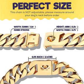 img 2 attached to 🐶 Premium Cuban Link Chain Collar for Large Dogs - 32MM Thick 18K Gold Plated, Durable 316L Martingale Stainless Steel, Snap Buckle for Secure Fit