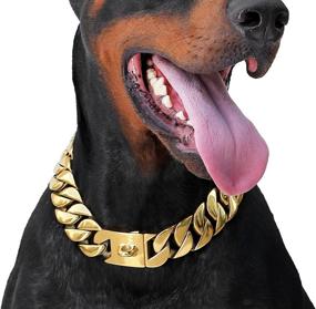 img 4 attached to 🐶 Premium Cuban Link Chain Collar for Large Dogs - 32MM Thick 18K Gold Plated, Durable 316L Martingale Stainless Steel, Snap Buckle for Secure Fit