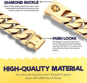 img 3 attached to 🐶 Premium Cuban Link Chain Collar for Large Dogs - 32MM Thick 18K Gold Plated, Durable 316L Martingale Stainless Steel, Snap Buckle for Secure Fit