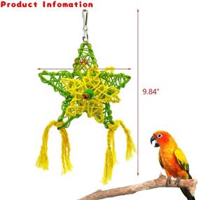 img 3 attached to 🦜 Bamboo Bird Shredder Toys Set: CooShou 3Pcs Handmade Parrot Conure Chewing Toy with Rattan Stars, Swing Foraging Toy - Ideal for Cockatiels, Budgies, and Parroket