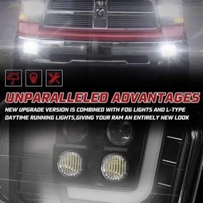 img 1 attached to 🚛 Фары BUNKER INDUST Dodge Ram LED с дневными ходовыми огнями - Комплект прозрачных линз для противотуманных фар для Ram 2009-2012 1500, 2010-2014 2500 и 2010-2012 3500.