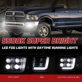 img 2 attached to 🚛 Фары BUNKER INDUST Dodge Ram LED с дневными ходовыми огнями - Комплект прозрачных линз для противотуманных фар для Ram 2009-2012 1500, 2010-2014 2500 и 2010-2012 3500.