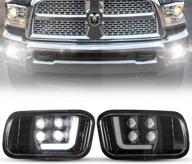 🚛 фары bunker indust dodge ram led с дневными ходовыми огнями - комплект прозрачных линз для противотуманных фар для ram 2009-2012 1500, 2010-2014 2500 и 2010-2012 3500. логотип
