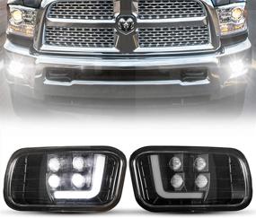 img 4 attached to 🚛 Фары BUNKER INDUST Dodge Ram LED с дневными ходовыми огнями - Комплект прозрачных линз для противотуманных фар для Ram 2009-2012 1500, 2010-2014 2500 и 2010-2012 3500.