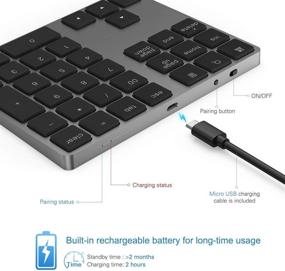 img 2 attached to Rechargeable Aluminum Bluetooth Numeric Keypad by Lekvey - Slim 34-Key Wireless External Numpad Keyboard for Efficient Data Entry on MacBook, MacBook Air/Pro, iMac, Windows Laptop, Surface Pro, and More
