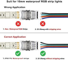 img 2 attached to BZONE 10 Pack LED Strip Connector with Extension Cable: Quick Connect Waterproof 5050 RGB LED Lights