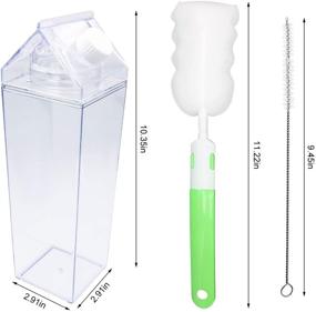 img 3 attached to Clear Square Water Bottle 33oz - BPA Free Milk Carton-style Portable Bottle with 2 Silicone Straws, Cleaning Brush, and 1 Bottle Brush - Ideal for Outdoor Sports, Travel, Camping Activities (1000ml)