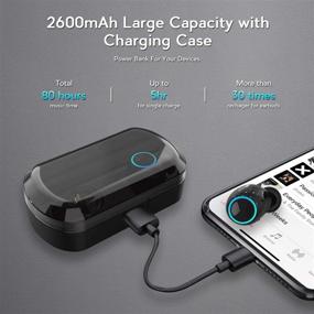 img 1 attached to Wireless Earbuds with Charging Case, Bluetooth 5.0 Headphones featuring Touch Control, Digital LED Display, Apt-X, IPX7 Waterproof, CVC8.0, Built-in Mic, Stereo in-Ear Earphones, Premium Sound with Deep Bass - Black