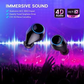 img 2 attached to Wireless Earbuds with Charging Case, Bluetooth 5.0 Headphones featuring Touch Control, Digital LED Display, Apt-X, IPX7 Waterproof, CVC8.0, Built-in Mic, Stereo in-Ear Earphones, Premium Sound with Deep Bass - Black