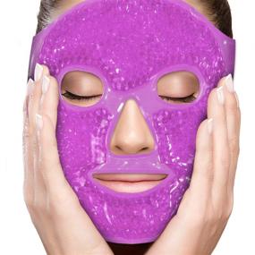 img 4 attached to 🌬️ PerfeCore Cooling Ice Face Mask: A Purple Migraine Relief & Puffy Eye Remedy - Gel Beads Hot Cold Compress Pack for Sinus Pressure, Travel Therapy, Headaches, and Spa!