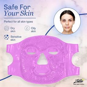 img 1 attached to 🌬️ PerfeCore Cooling Ice Face Mask: A Purple Migraine Relief & Puffy Eye Remedy - Gel Beads Hot Cold Compress Pack for Sinus Pressure, Travel Therapy, Headaches, and Spa!