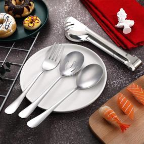 img 2 attached to Slotted Stainless 🍴 Steel Flatware Serving Utensils