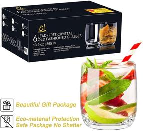 img 1 attached to 🥃 Premium LEAD-FREE Crystal Tumbler Glasses Set of 6 - Brilliant Clarity, Thin Rim, Perfect for Whiskey, Cocktails, and More!