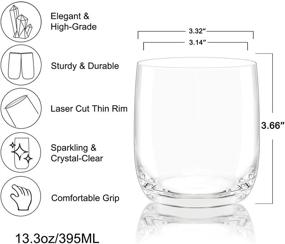 img 2 attached to 🥃 Premium LEAD-FREE Crystal Tumbler Glasses Set of 6 - Brilliant Clarity, Thin Rim, Perfect for Whiskey, Cocktails, and More!