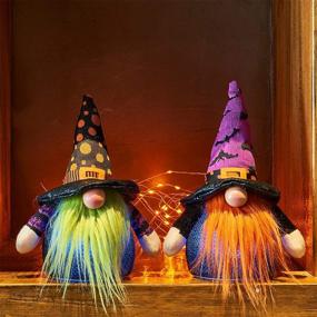 img 4 attached to 🎃 LJLNION 2 Pack Lighted Halloween Table Decorations - LED Color Changing Handmade Gnome Tomte Swedish | Light up Scandinavian Tomte Nisse Nordic Figurine | Plush Elf Toy & Home Table Ornament - 8 Inch