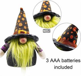 img 1 attached to 🎃 LJLNION 2 Pack Lighted Halloween Table Decorations - LED Color Changing Handmade Gnome Tomte Swedish | Light up Scandinavian Tomte Nisse Nordic Figurine | Plush Elf Toy & Home Table Ornament - 8 Inch