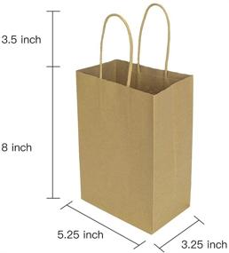 img 3 attached to 🛍️ 100-Pack 5.25x3.25x8 Inch Brown Small Paper Bags with Handles - bagmad Gift Paper Bags for Kraft Birthday Party Favors, Grocery Retail Shopping, Crafts, and Takeouts Business - Plain Natural 100pcs