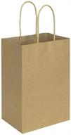 🛍️ 100-pack 5.25x3.25x8 inch brown small paper bags with handles - bagmad gift paper bags for kraft birthday party favors, grocery retail shopping, crafts, and takeouts business - plain natural 100pcs logo