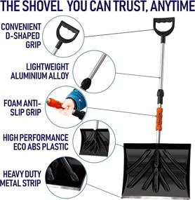 img 3 attached to Portable Folding Snow Shovel for Driveway, Car, Home, and Garage - Retractable Ergonomic Handle, Large Capacity for Easy Snow Removal - Heavy Duty Metal Collapsible Shovel and Snow Removal Tool