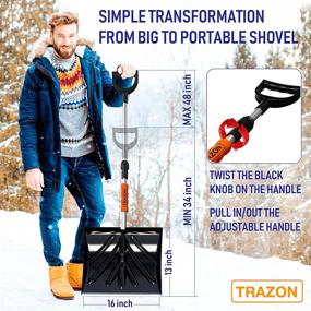 img 2 attached to Portable Folding Snow Shovel for Driveway, Car, Home, and Garage - Retractable Ergonomic Handle, Large Capacity for Easy Snow Removal - Heavy Duty Metal Collapsible Shovel and Snow Removal Tool