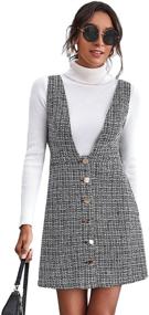 img 4 attached to 👗 Floerns Women's Corduroy Button Pinafore Mini Dress: Stylish V-Neck Sleeveless Overall