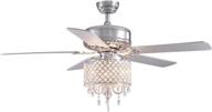 7pmbeane crystal ceiling fan light: remote control modern chandelier with reversible wood blades - adjustable wind speeds for bedroom, living, dining room - chrome логотип