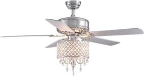 img 4 attached to 7PMBEANE Crystal Ceiling Fan Light: Remote Control Modern Chandelier with Reversible Wood Blades - Adjustable Wind Speeds for Bedroom, Living, Dining Room - Chrome