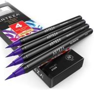 🖌️ arteza real brush pens, a109 - violet (pack of 4) - watercolor pens with nylon brush tips - art supplies for dry-brush painting, sketching, coloring & calligraphy logo